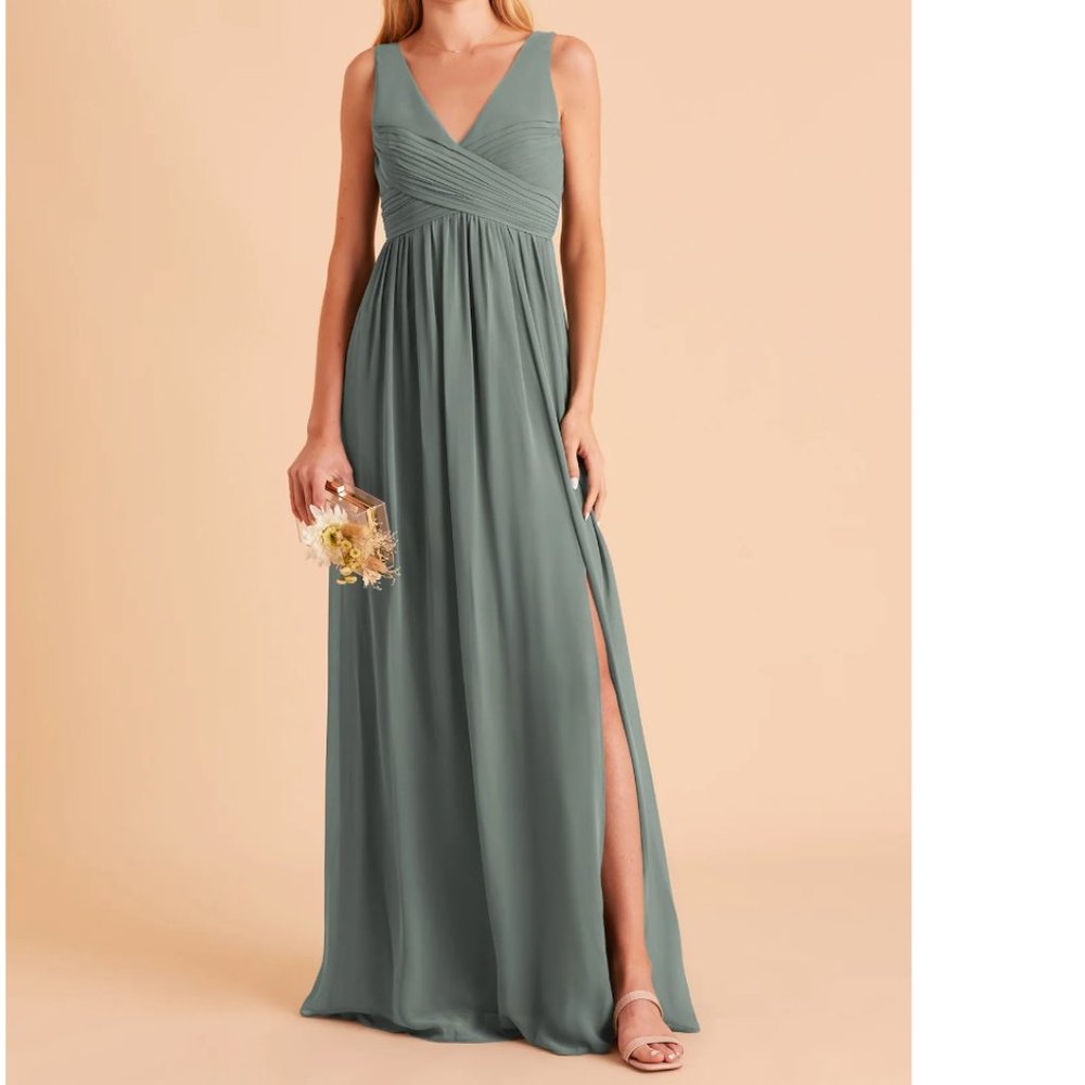 LAURIE EMPIRE DRESS $99 CHIFFON SEA GLASS XS